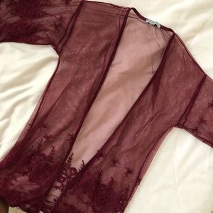 Lacy burgundy coverup